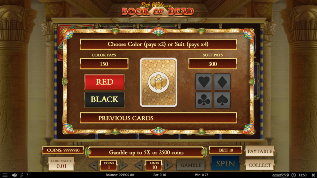 Book of Dead gamble Feature