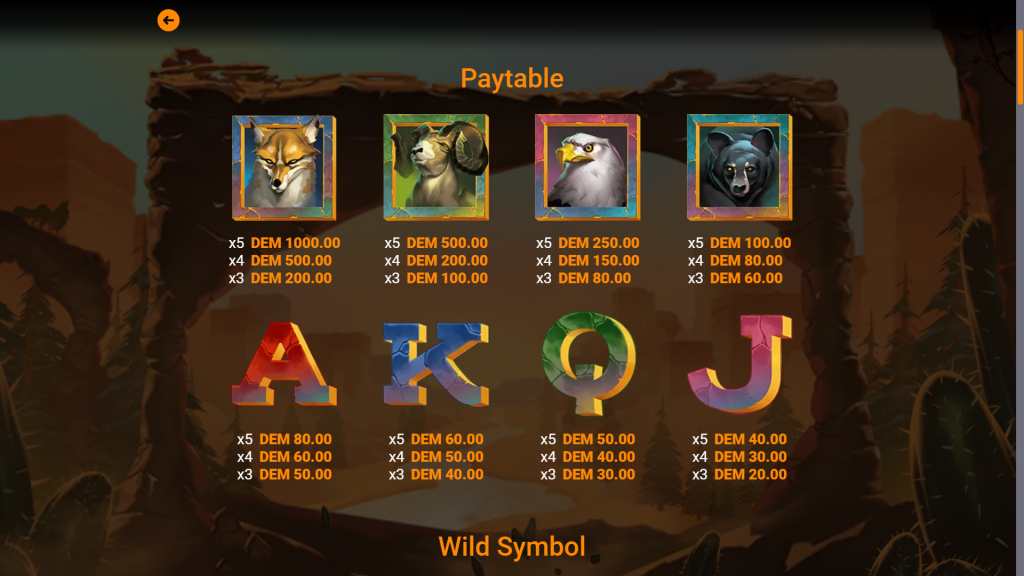 Majestic Wolf Slot game Symbols